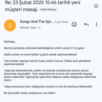Geciken Kargo Ve Yetersiz Müşteri Hizmeti: Songs And The Spirits