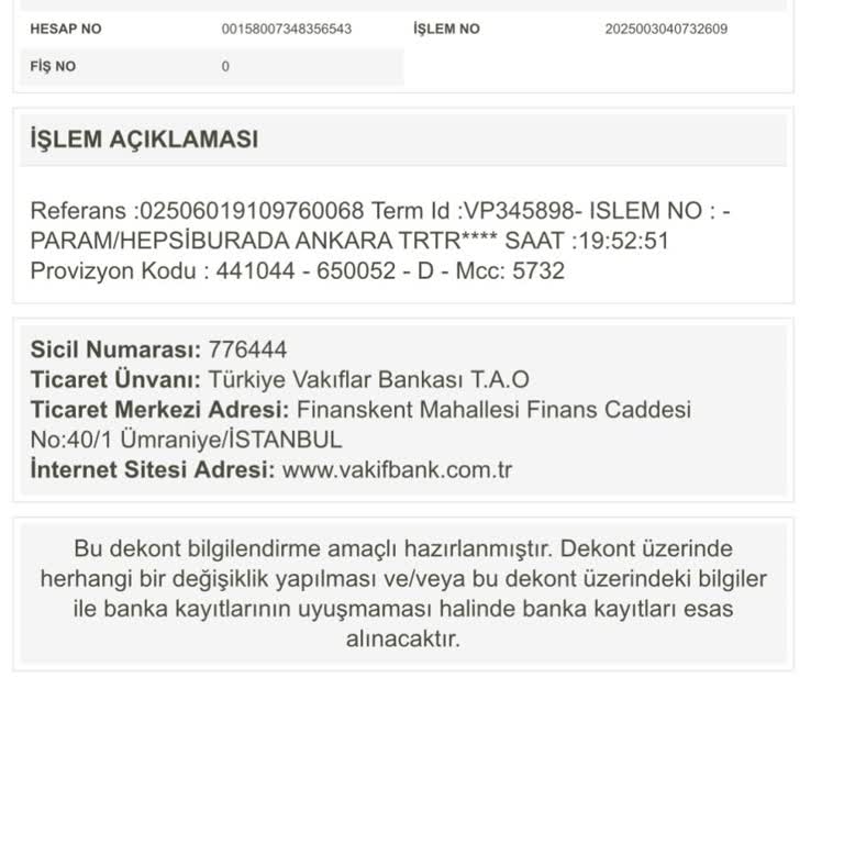 Bilinmeyen Harcama: VakıfBank Hesabımdan İzinsiz Kesinti