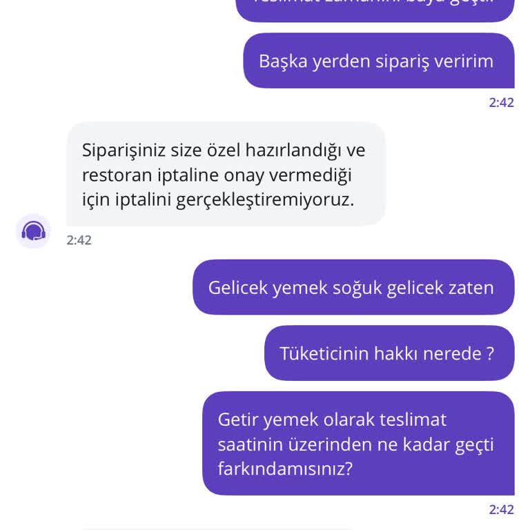Getir Yemek'ten Sipariş Gecikmesi Ve İade Sorunu