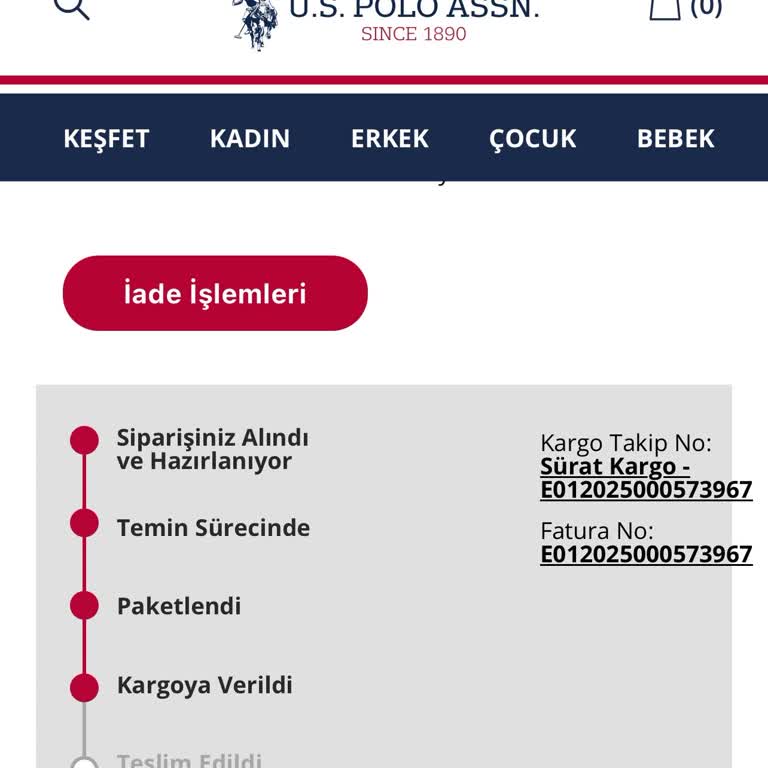 U. S. Polo Assn. Alışverişte Kargo Ve İade Sorunu