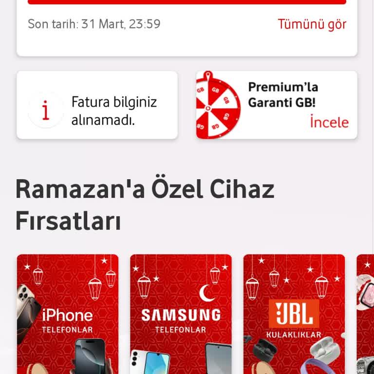 Vodafone Uygulamasında Fatura Görüntüleme Sorunu