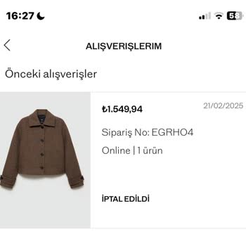 Mango Online'dan İptal Edilen Ceket Siparişi Mağduriyeti
