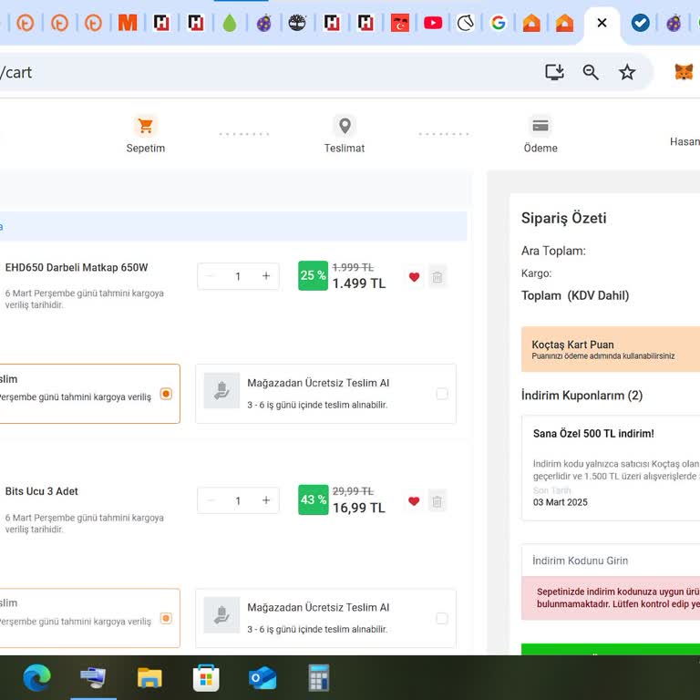 Koçtaş İndirim Kuponu Kullanılamıyor