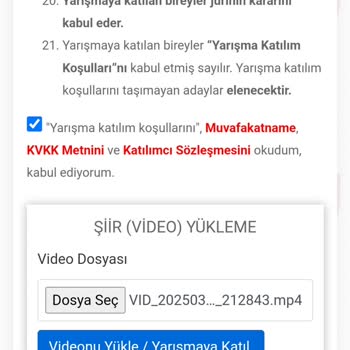 Kaymek Yarışmasında Video Yükleme Sorunu