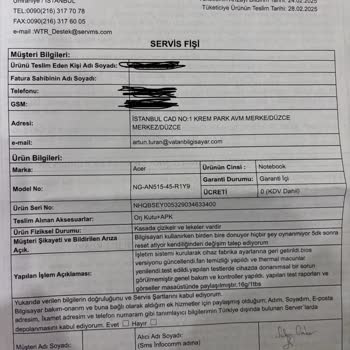 Acer Laptop'un Sürekli Kapanma Sorunu Ve Yetersiz Servis Hizmeti