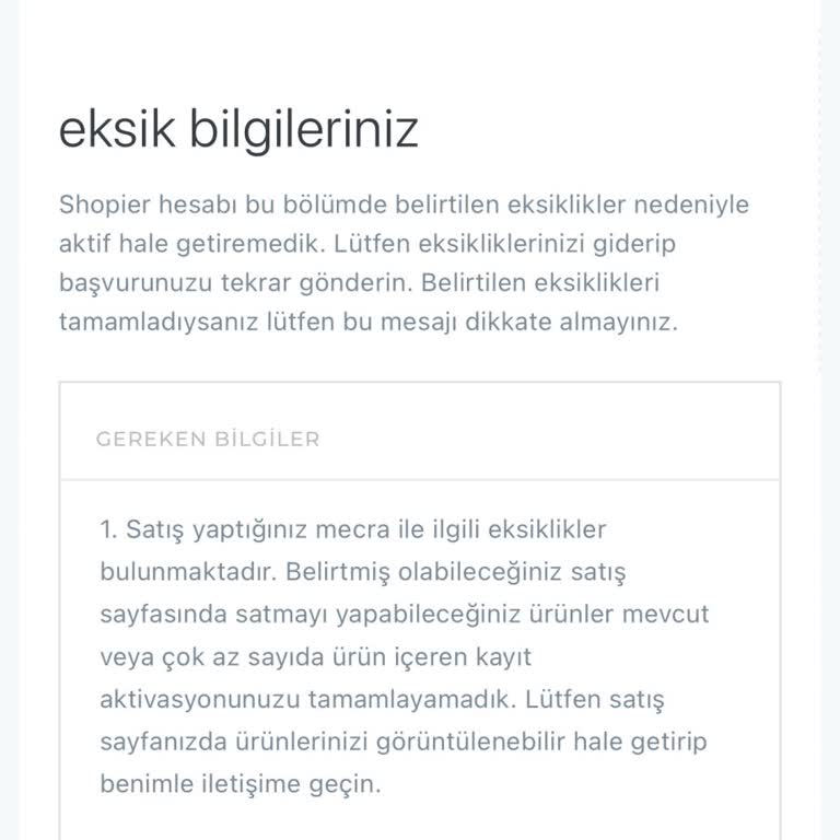 Shopier Hesap Açma Sorunu: Eksik Bilgi Uyarısı