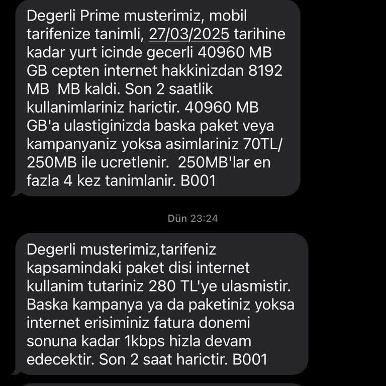 İnternet Paketi Bilgilendirme Sorunu Ve Ekstra Ücretler