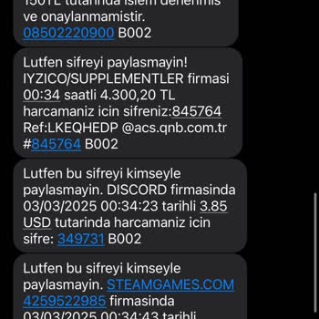 QNB Sanal Karttan İzinsiz İşlemler