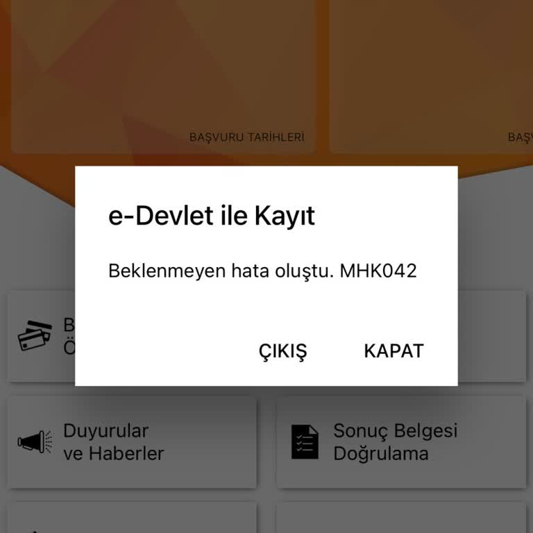ÖSYM Başvuru Sürecinde E-Devlet Hatası