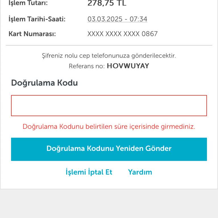 Ziraat Bankası Sanal Kartta Onay Kodu Sorunu