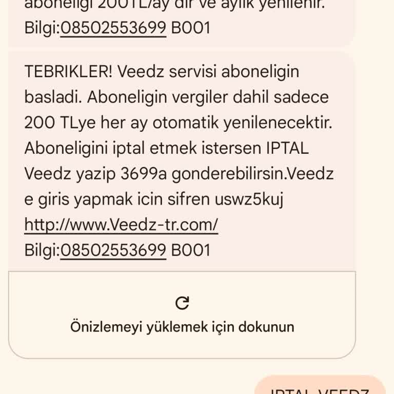 Onaysız Veedz Aboneliğiyle 200 TL Şoku
