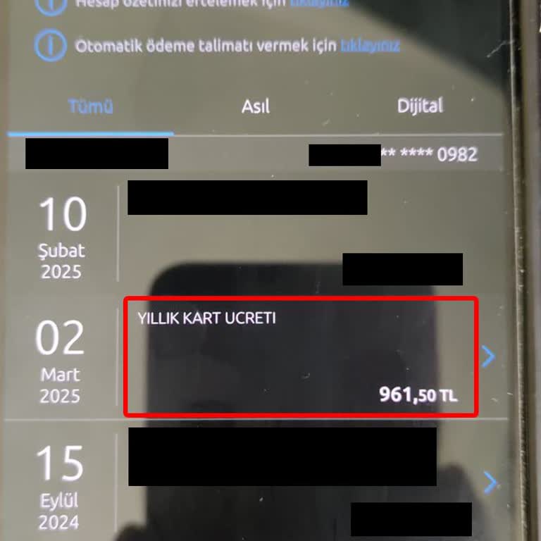 Yapı Kredi Bankası'ndan Haksız Kart Aidatı Alımı