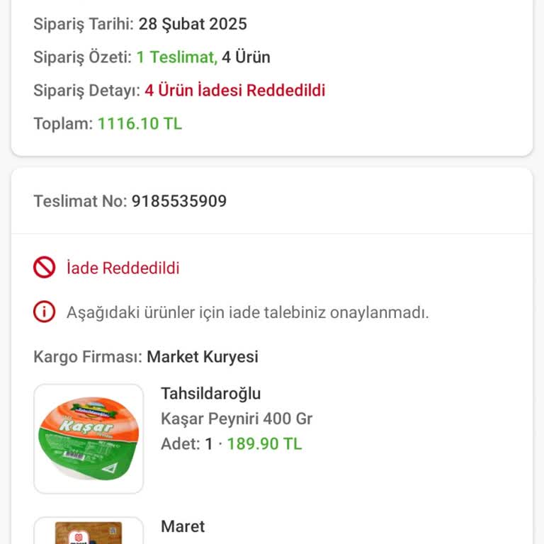 Trendyol Hızlı Market Teslim Edilmeyen Ramazan Kolisi Ve İade Sorunu!