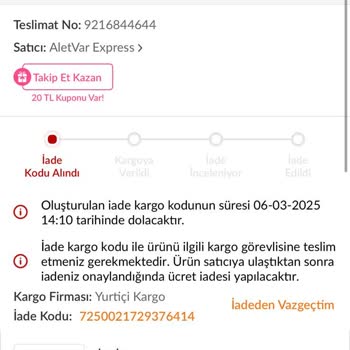 Aletvar Express Yanlış Ürün Ve İletişim Eksikliği: İade Sürecinde Güvensizlik!