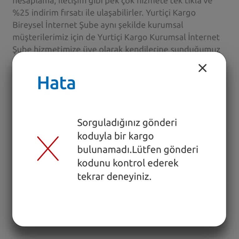 Yurtiçi Kargo'nun Kargo Takip Bölümüne Girdiğimde Hiçbir Şekilde Kayıt Bulunamıyor