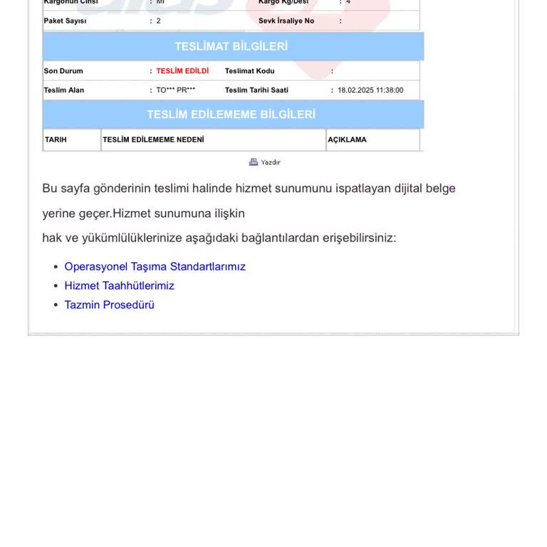 Geciken Kargo Ve İade Sürecinde Yetersiz Müşteri Hizmeti