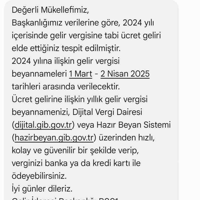 Yanlış Gelir Vergisi Beyanı Uyarısı