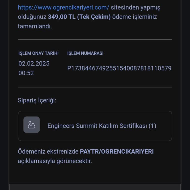 Engineer Summit Sertifikası Elime Ulaşmadı