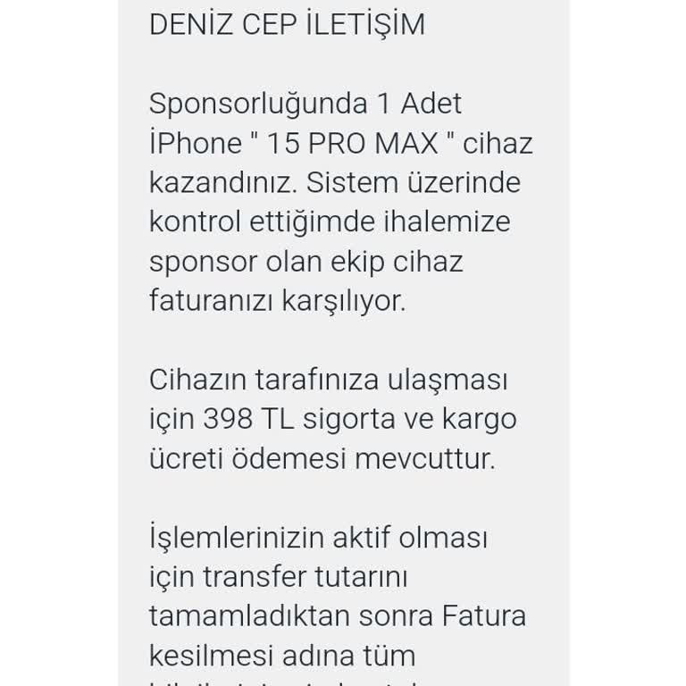 Yanıltıcı Çekiliş İle Para Talebi