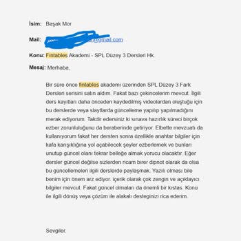 Eğitim İçeriğinin Güncelliği Konusunda Hayal Kırıklığı Ve İade Talebi