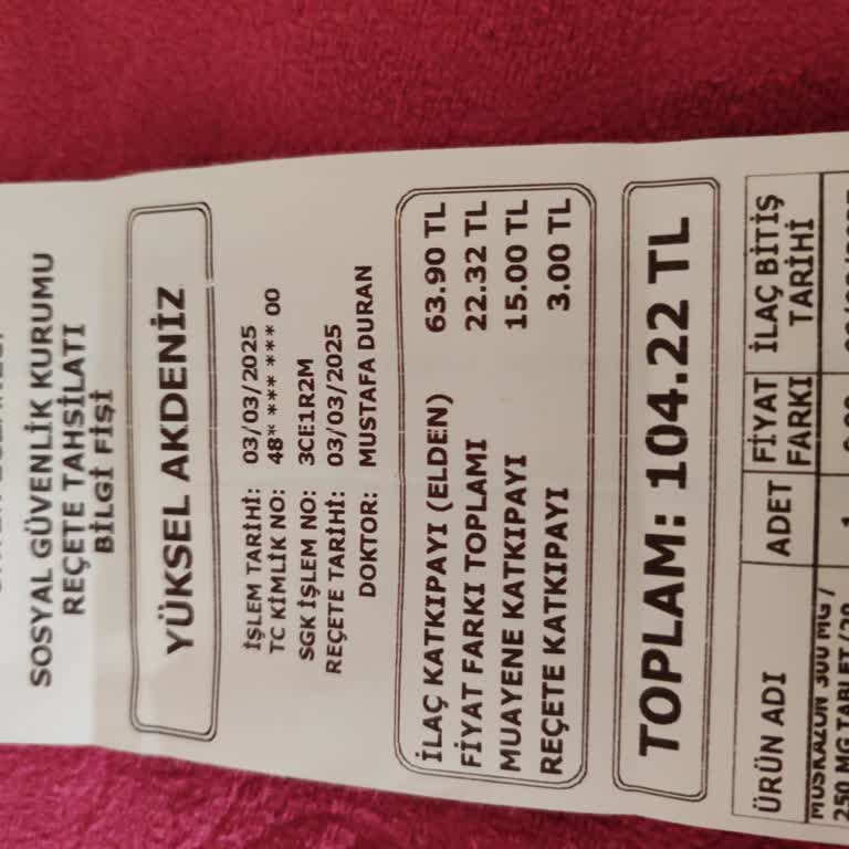 Reçete Katkı Payı Hakkında Anlaşılmayan Kesinti