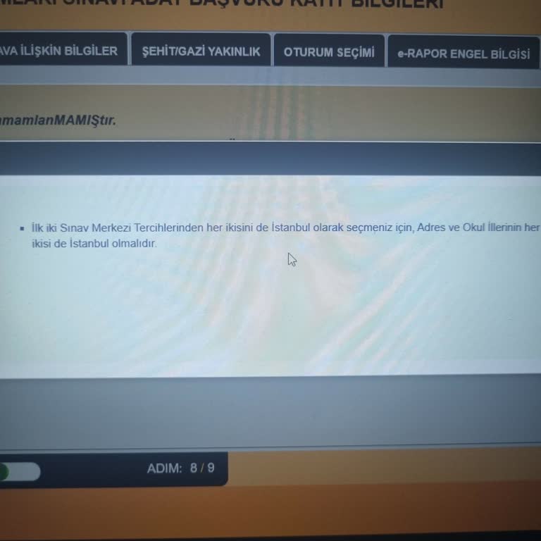 İstanbul'da Sınav Merkezi Tercihi Yapamıyorum