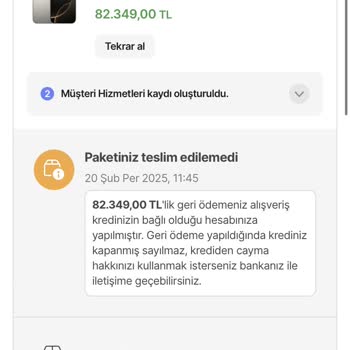 Kredi İadesi Ve Ürün Teslimatında Yaşanan Sorun