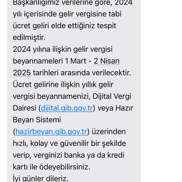 Yanlış Vergi Bildirimi: Ek Gelir Olmamasına Rağmen Mesaj Aldım