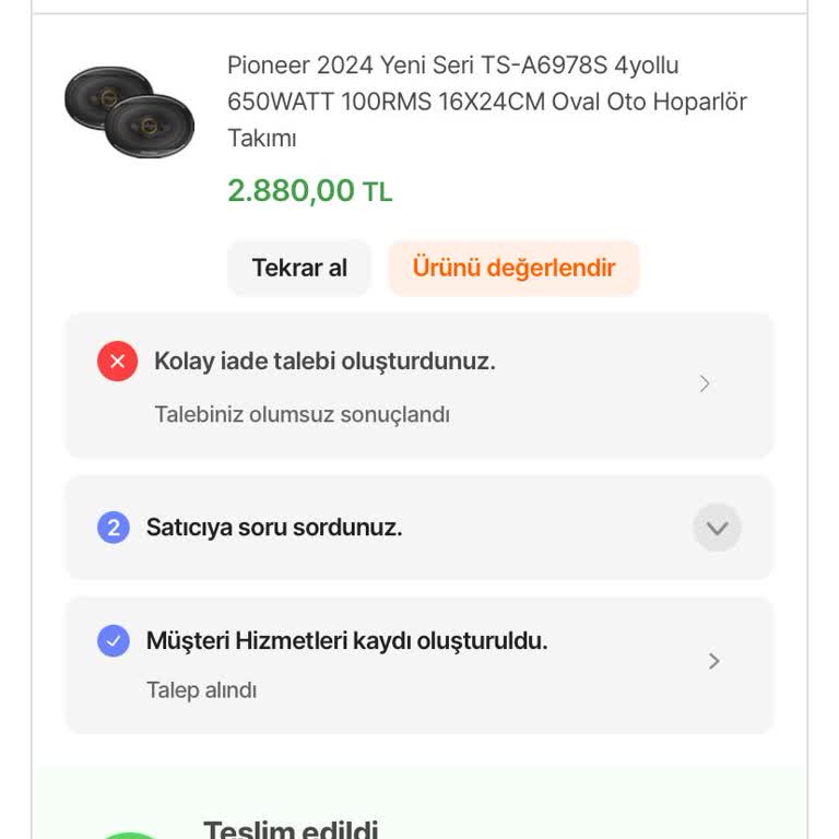 İade Sürecinde Eksik Parça Sorunu Ve Reddedilen Talep