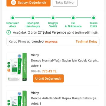 Eksik Gönderilen Dercos Şampuan Siparişi