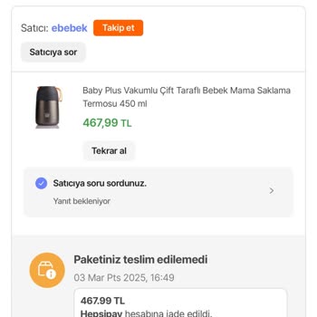 Ebebek Siparişinde İade Ve Fiyat Farkı Sorunu