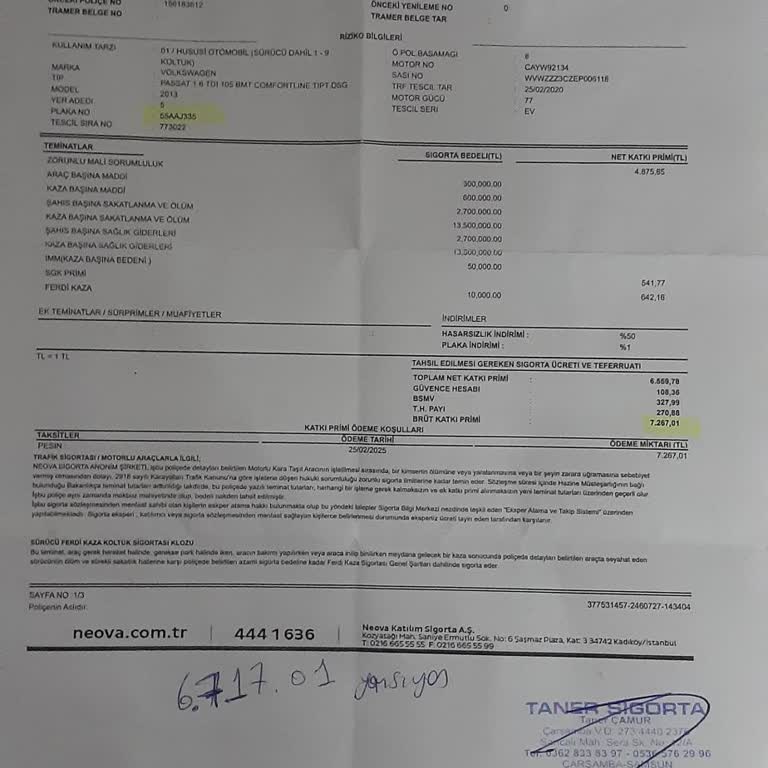 Neova Sigorta'dan Haksız Kesinti