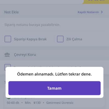 Getir Yemekte Multinet Ödeme Sorunu