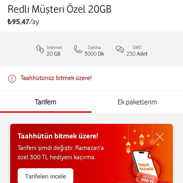 Tarife Ücretinde İndirim Talebi