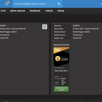 Playstore.com Razer Gold Kodlarının Teslim Edilmemesi