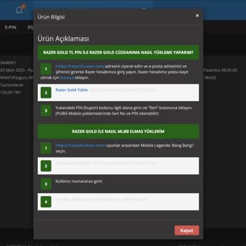 Playstore.com Razer Gold Kodlarının Teslim Edilmemesi