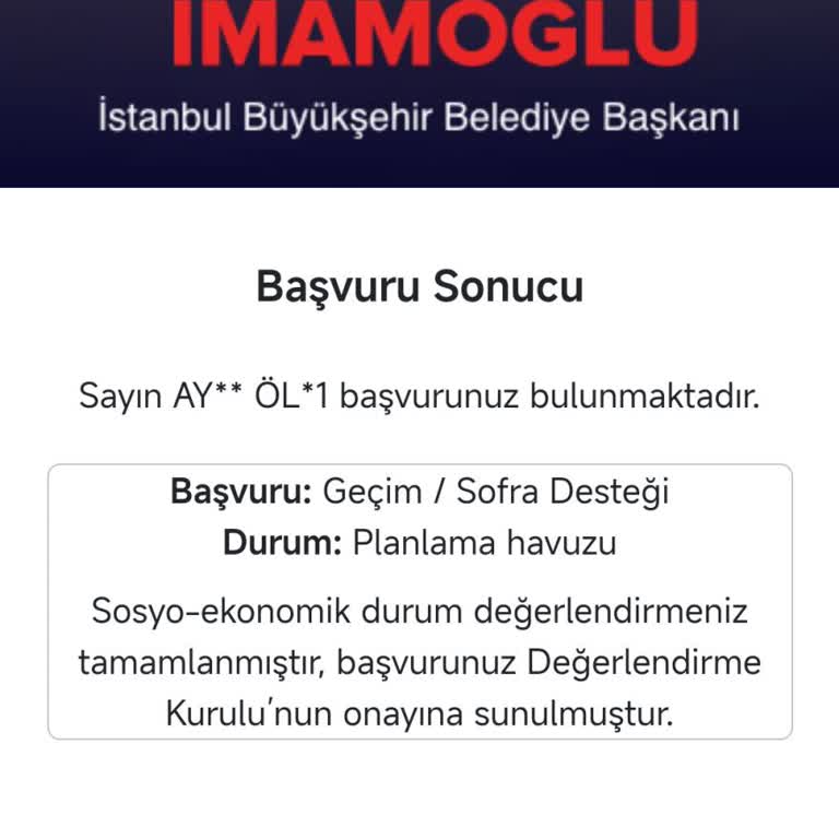 İBB Sofra Destek Başvurumun Gecikmesi