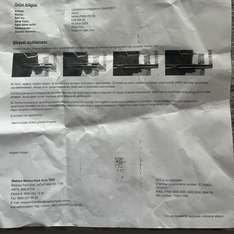 Asus Zenbook'un Menteşe Problemi Ve Yetersiz Servis Deneyimi