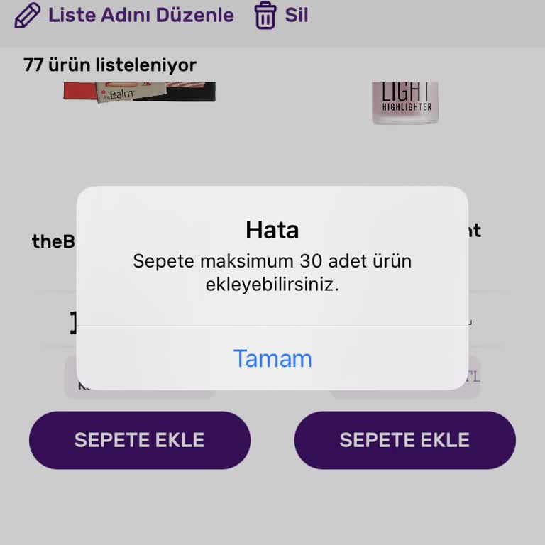 Sepete Ürün Ekleyememe Sorunu