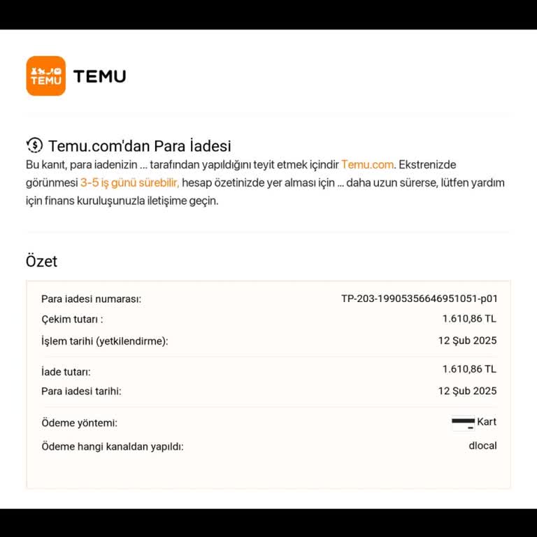 Temu'dan İptal Edilen Ürünün Para İadesi Neden Yapılmadı
