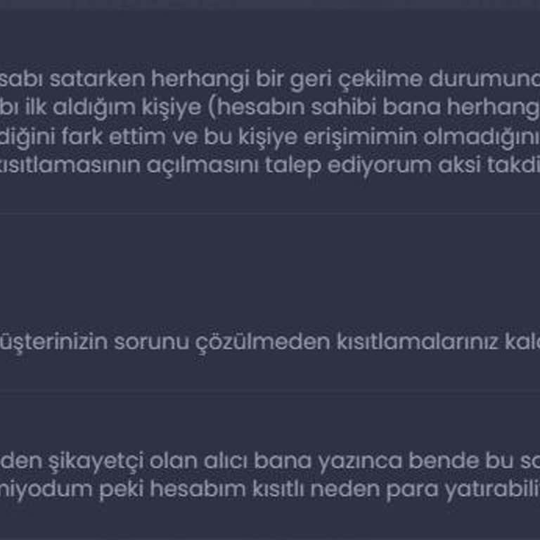 Hesap Kısıtlaması Ve Para İadesi Sorunu