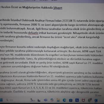 Eksik Ürün Ve Haksız Ücretlendirme Mağduriyeti