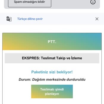 PTT Kargo'dan Gelen Sahte Ve Tehlikeli E-postalar