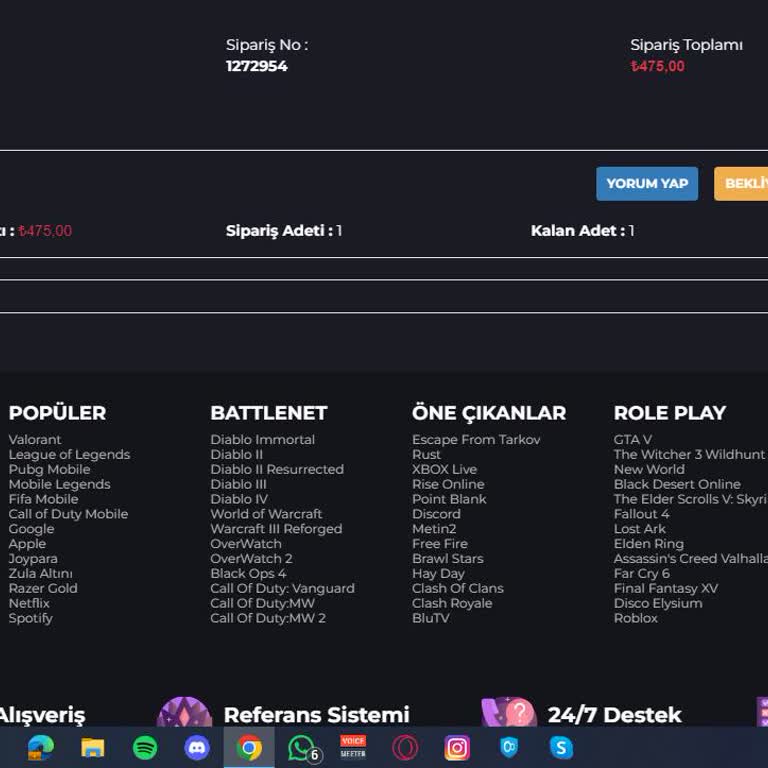 Oyun Kodu Teslim Edilmedi, Canlı Destek Yok