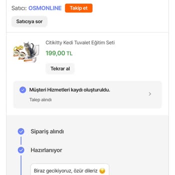 Kedi Klozet Eğitim Seti Teslimat Sorunu