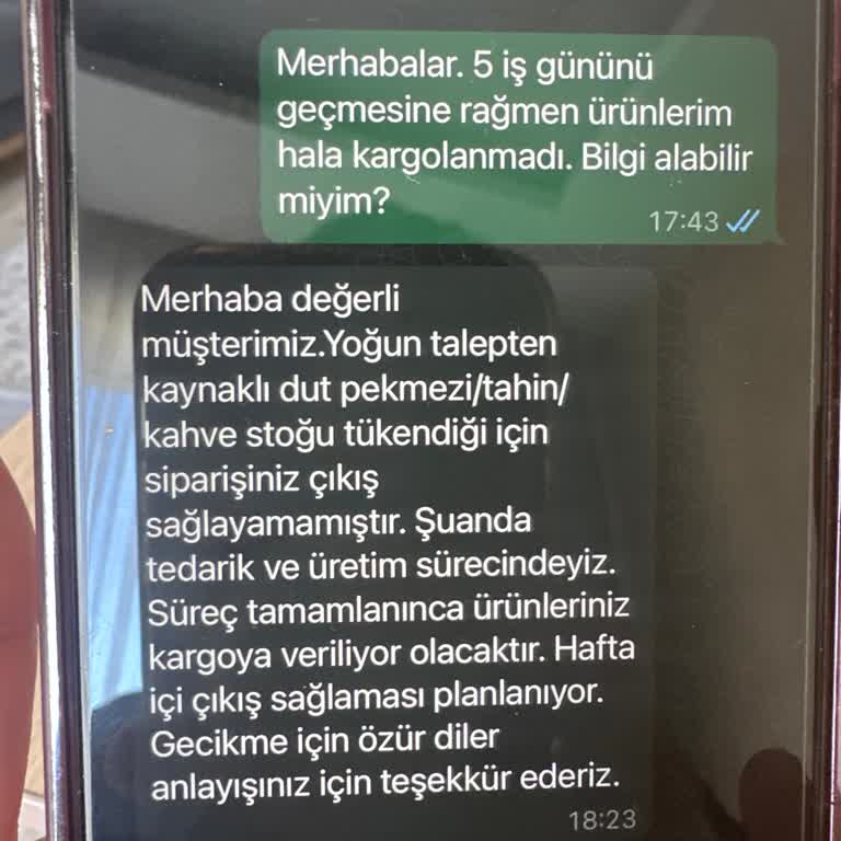 Geciken Kargo Ve Eksik Stok Bilgilendirmesi