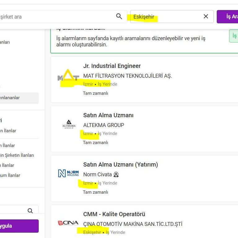 İş Arama Platformunda Yetersiz Filtreleme Sorunu
