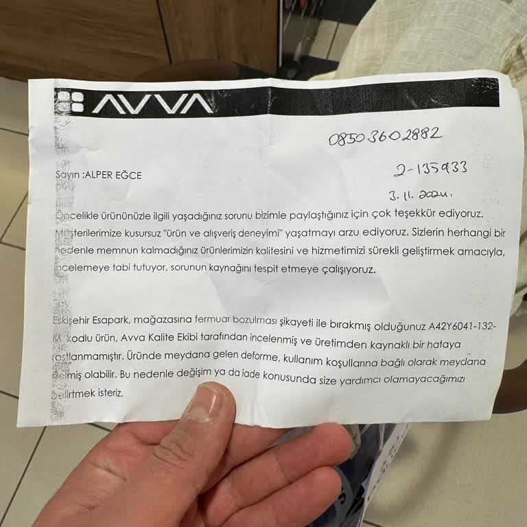 Avva Montun Fermuar Sorunu Ve Müşteri Hizmetleri Hayal Kırıklığı