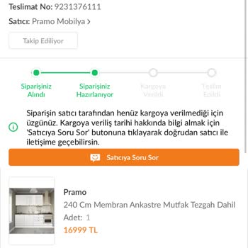 Pramo Mobilya Siparişim Kargoya Verilmedi İletişim Yok