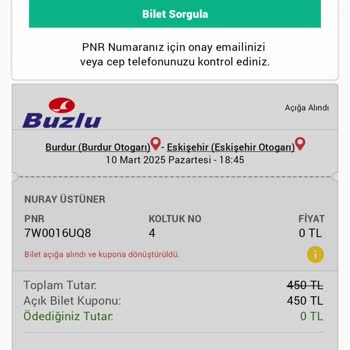 Bilet Kupon Kodu Hatası